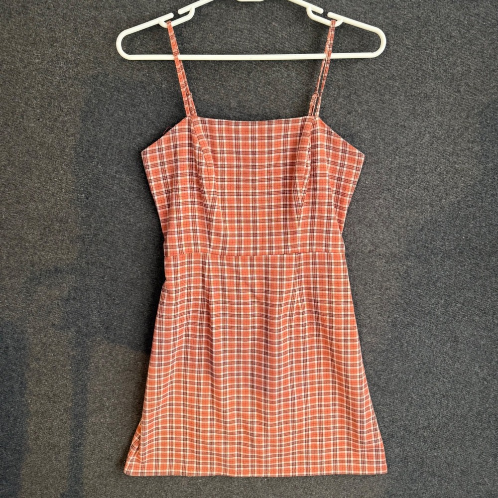 Aeropostale Plaid Mini Dress Womens Small Square Neck Smocked coquette preppy
